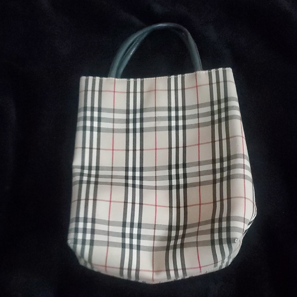 $SOLD$ Burberry Checkered Tote - Black, White, and Red